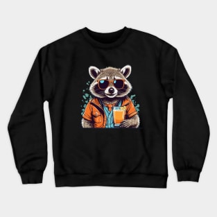 Cool Raccoon Cocktail Time Crewneck Sweatshirt